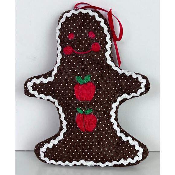 VTG Fabric Christmas Ornaments Angels & Gingerbread Plush Hand Stitched Stuffed - Picture 6 of 7